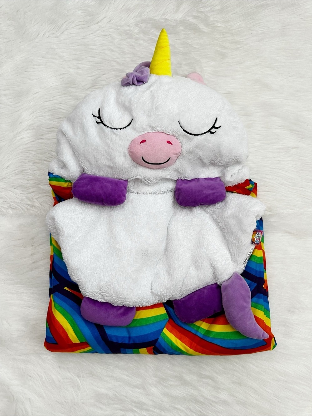 Happy Nappers Toddler White Unicorn 2-in-1 Pillow & Sleeping Bag